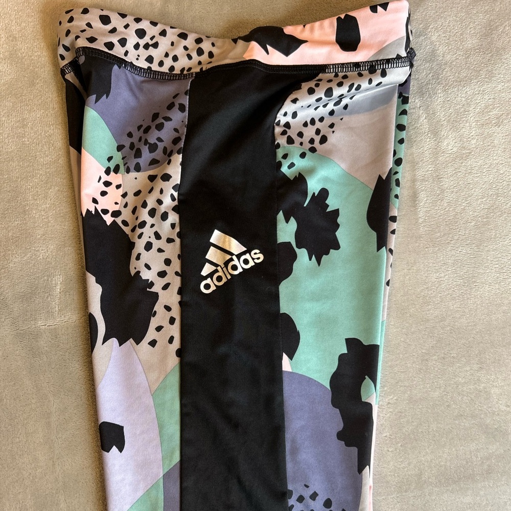 Adidas Kids Patterned Leggings - Multicolor Girls Size L/14 - Picture 6 of 9